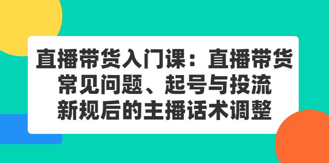 直播带货入门课：直播带货常见问题、起号与投流、新规后的主播话术调整-九节课