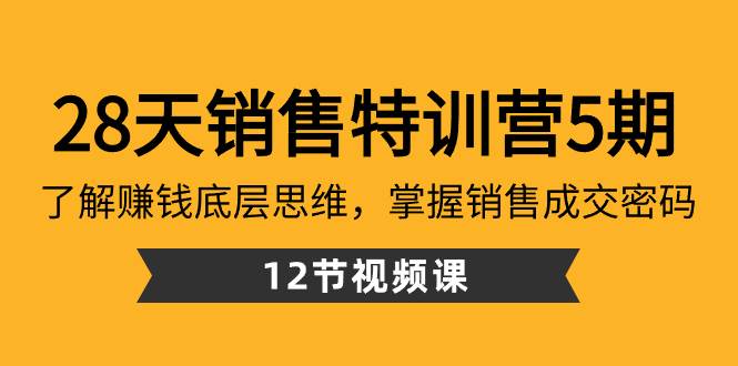 28天·销售特训营5期：了解赚钱底层思维，掌握销售成交密码（12节课）-九节课