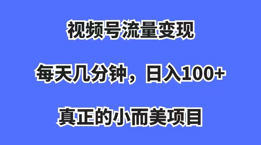 视频号流量变现，每天几分钟，收入100+，真正的小而美项目-九节课