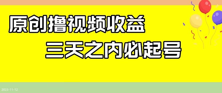 最新撸视频收益，三天之内必起号，一天保底100+【揭秘】-九节课