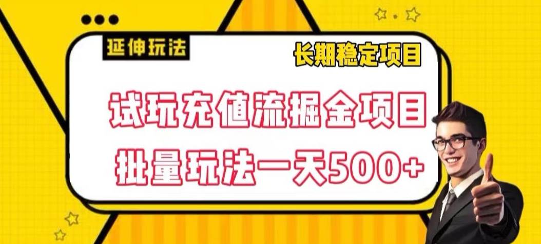 试玩充值流掘金项目，批量矩阵玩法一天500+【揭-九节课