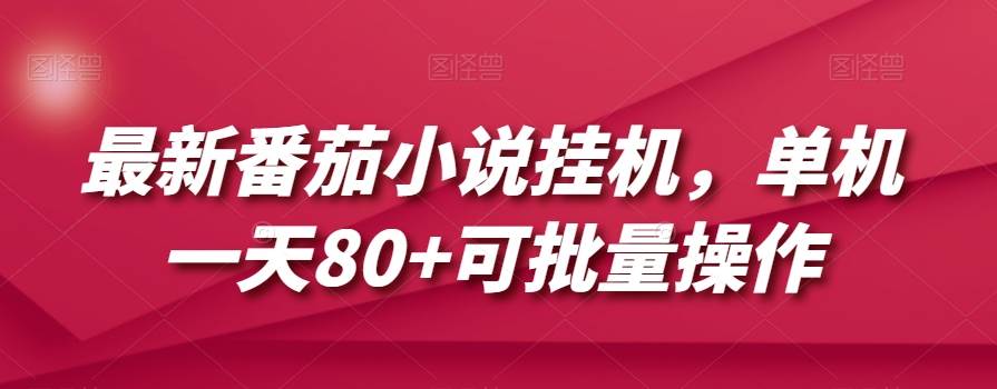 最新番茄小说挂机，单机一天80+可批量操作【揭秘】-九节课