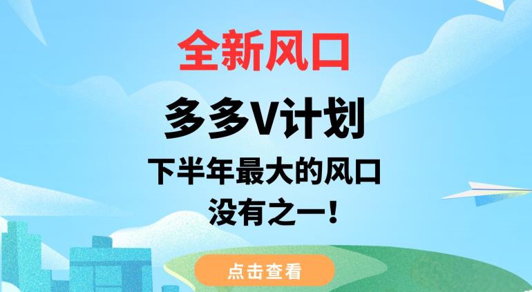 全新风口，多多V计划，下半年最大的风口项目，没有之一【揭秘】-九节课