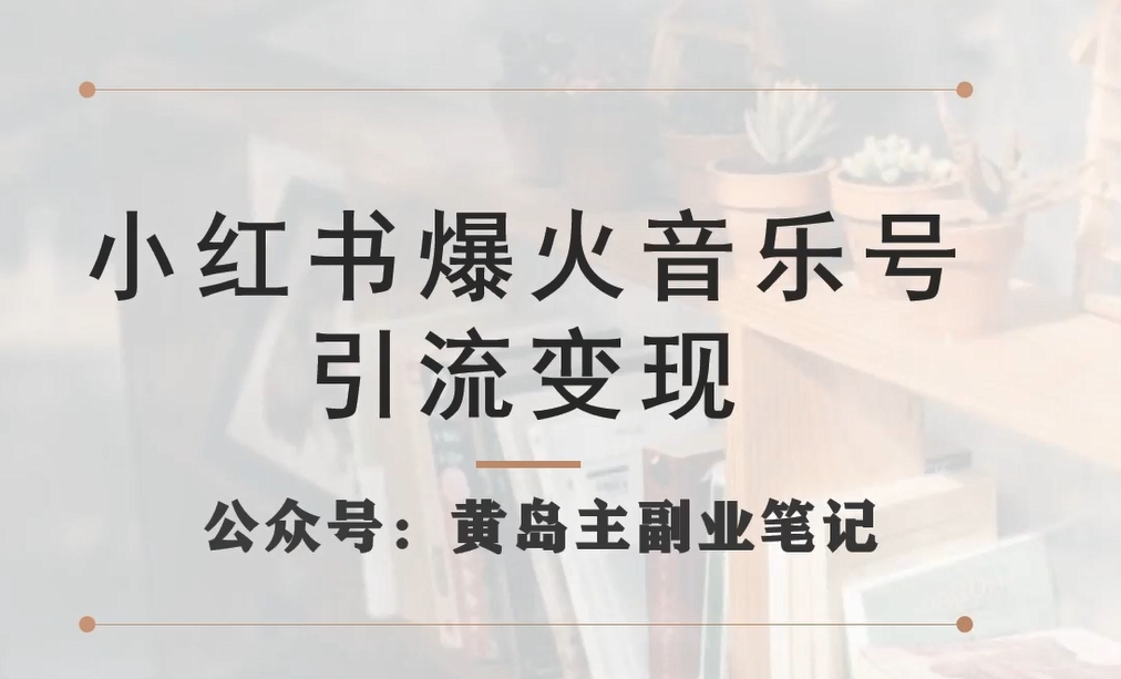 小红书爆火音乐号引流变现项目，视频版一条龙实操玩法分享给你-九节课