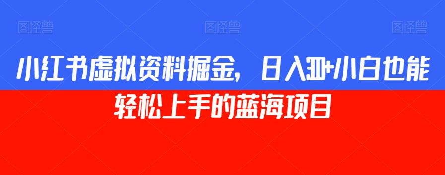 小红书虚拟资料掘金，日入300+小白也能轻松上手的蓝海项目【揭秘】-九节课