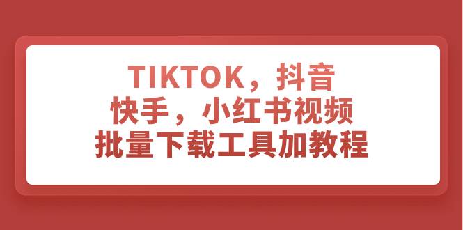 TIKTOK，抖音，快手，小红书视频批量下载工具加教程-九节课