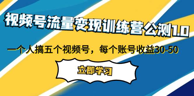 视频号流量变现训练营公测1.0：一个人搞五个视频号，每个账号收益30-50-九节课