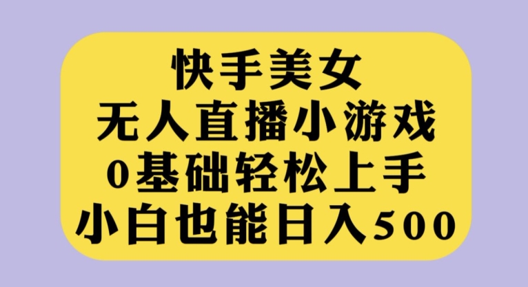 快手美女无人直播小游戏，0基础轻松上手，小白也能日入500【揭秘】-九节课