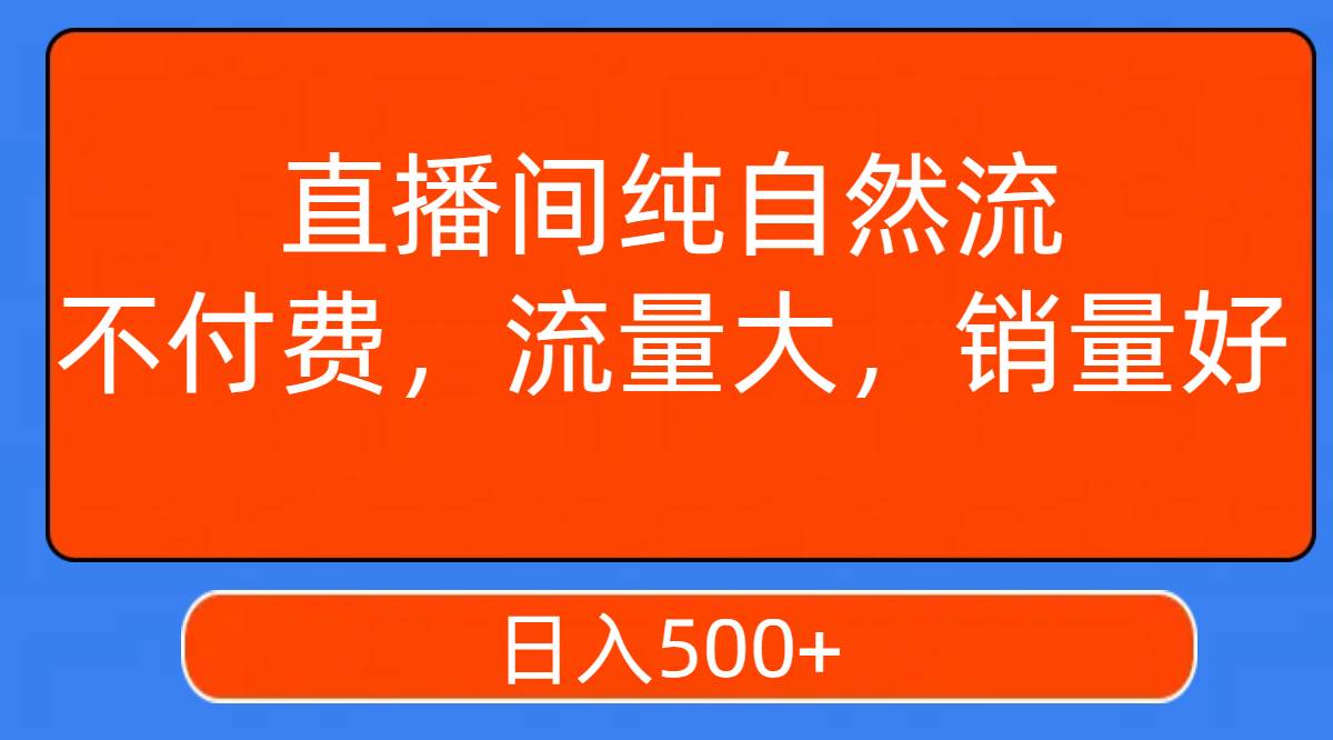 直播间纯自然流，不付费，流量大，销量好，日入500+-九节课