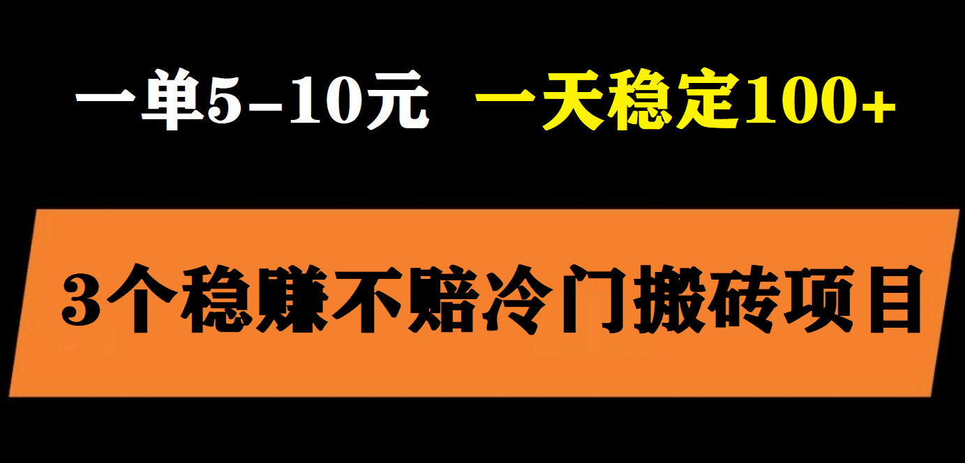 3个最新稳定的冷门搬砖项目，小白无脑照抄当日变现日入过百-九节课