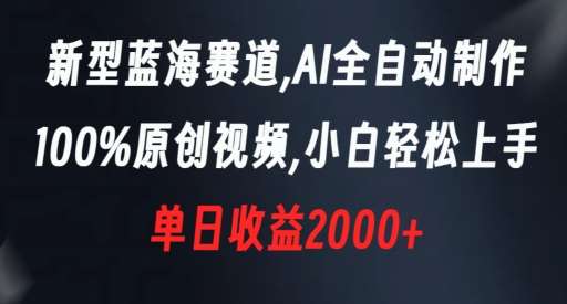 新型蓝海赛道，AI全自动制作，100%原创视频，小白轻松上手，单日收益2000+【揭秘】-九节课