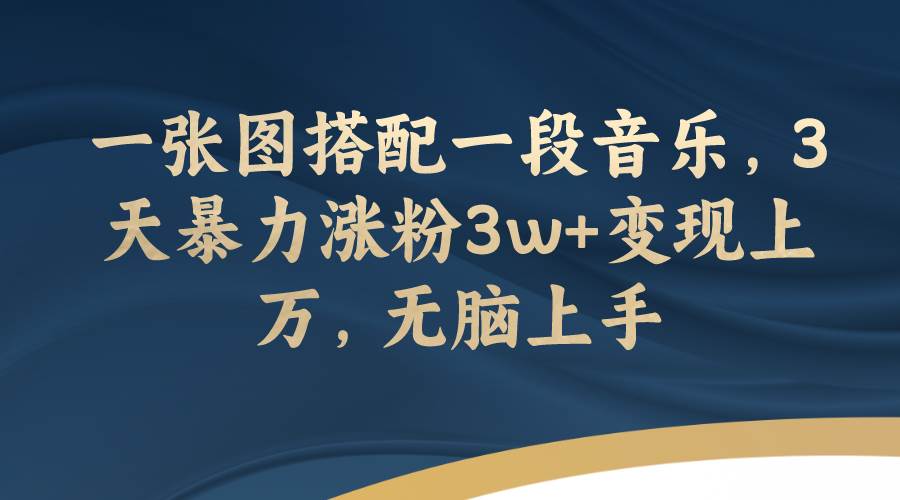 一张图搭配一段音乐，3天暴力涨粉3w+变现上万，无脑上手-九节课