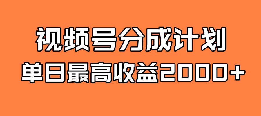 全新蓝海 视频号掘金计划 日入2000+-九节课