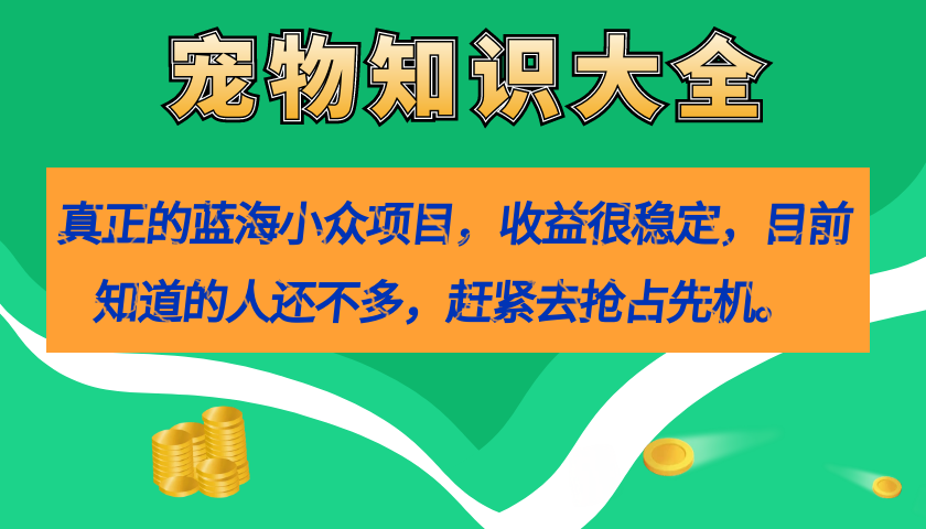 真正的蓝海小众项目，宠物知识大全，收益很稳定（教务+素材）-九节课