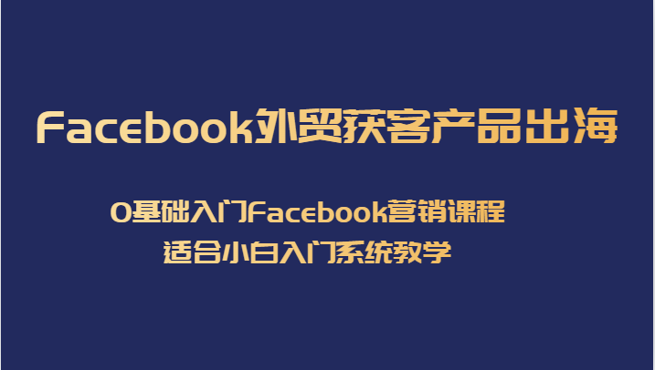 Facebook外贸获客产品出海，0基础入门Facebook营销课程，适合小白入门系统教学-九节课