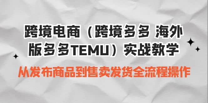 跨境电商（跨境多多 海外版多多TEMU）实操教学 从发布商品到售卖发货全流程-九节课