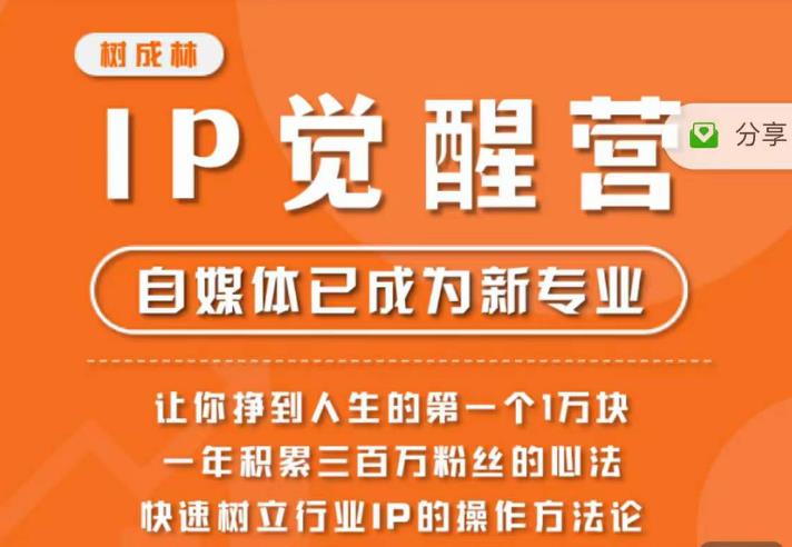 树成林·IP觉醒营，快速树立行业IP的操作方法论，让你赚到人生的第一个1万块（更新）-九节课