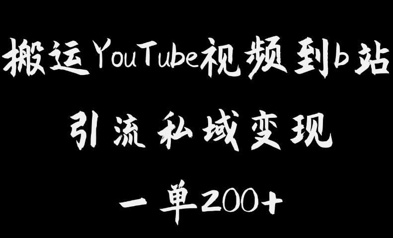 搬运YouTube视频到b站，引流私域一单利润200+，几乎0成本！【揭秘】-九节课