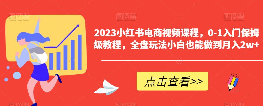 2023小红书电商视频课程，0-1入门保姆级教程，全盘玩法小白也能做到月入2w+-九节课