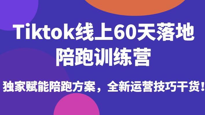 Tiktok线上60天落地陪跑训练营，独家赋能陪跑方案，全新运营技巧干货-九节课