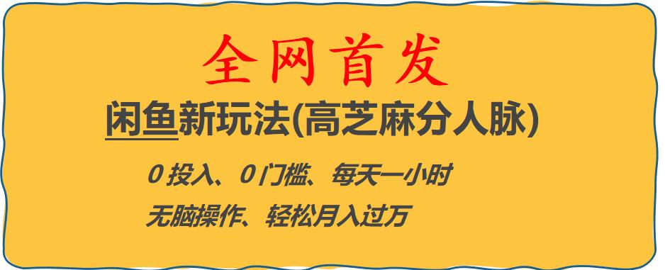 闲鱼新玩法(高芝麻分人脉)0投入0门槛,每天一小时，轻松月入过万【揭秘】-九节课