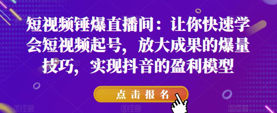 短视频锤爆直播间：让你快速学会短视频起号，放大成果的爆量技巧，实现抖音的盈利模型-九节课