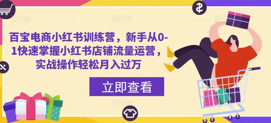 百宝电商小红书训练营，新手从0-1快速掌握小红书店铺流量运营，实战操作轻松月入过万-九节课