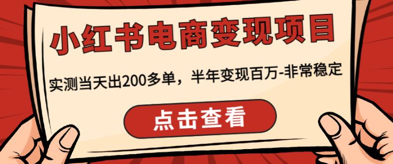 顽石·小红‬书电商变现项目，实测当天出200多单，半年变现百万，非常稳定-九节课