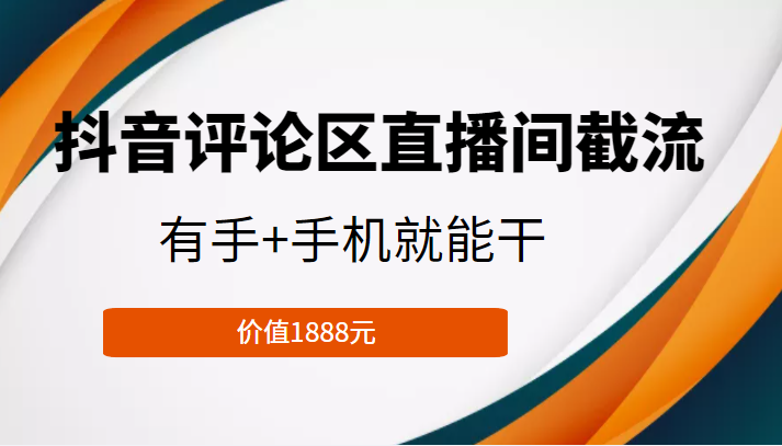 抖音评论区直播间截流，有手+手机就能干，门槛极低，模式可大量复制（价值1888元）-九节课