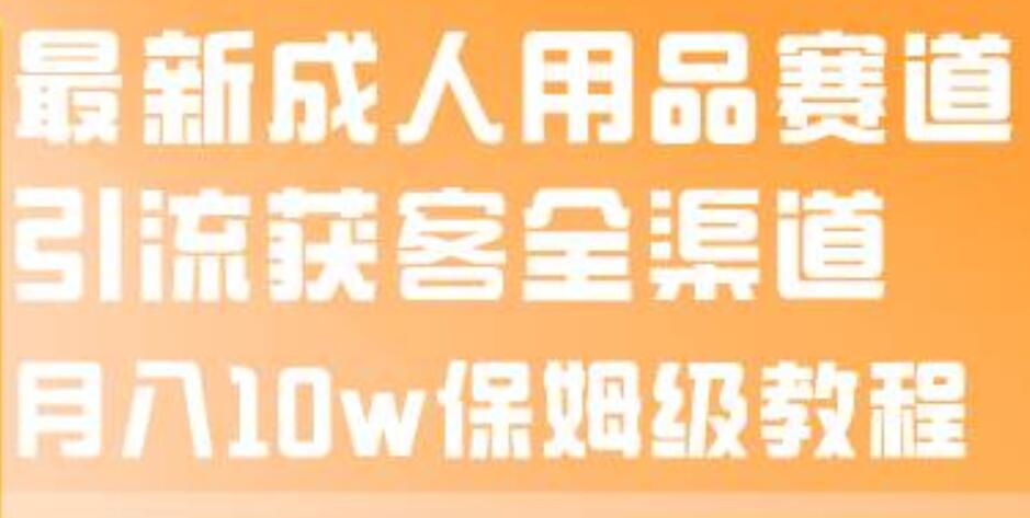 最新成人用品赛道引流获客全渠道，月入10w保姆级教程-九节课