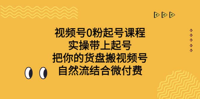 视频号0粉起号课程 实操带上起号 把你的货盘搬视频号 自然流结合微付费-九节课