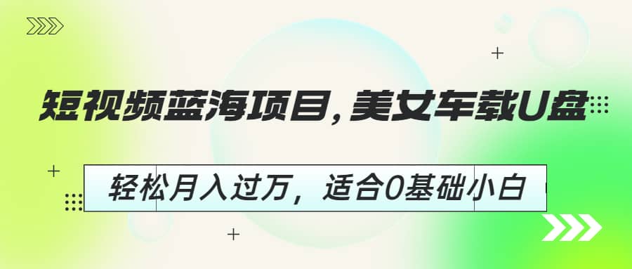 短视频蓝海项目，美女车载U盘，轻松月入过万，适合0基础小白-九节课