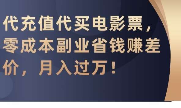 代充值代买电影票，零成本副业省钱赚差价，月入过万【揭秘】-九节课