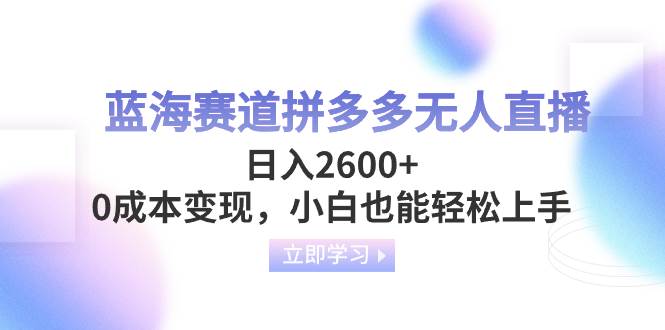 蓝海赛道拼多多无人直播，日入2600+，0成本变现，小白也能轻松上手-九节课