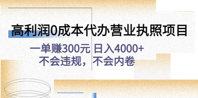 高利润0成本代办营业执照项目：不会违规，不会内卷-九节课