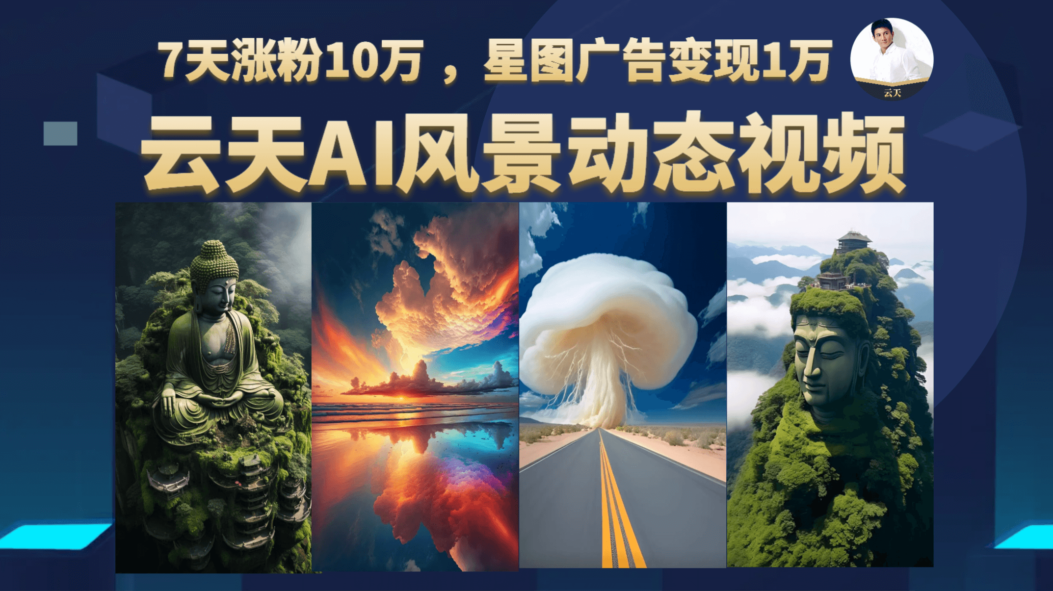 云天AI风景动图视频制作，7天涨粉10万 ，星图广告变现1万-九节课