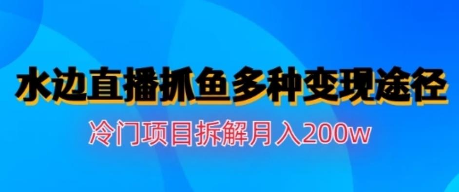 水边直播抓鱼，多种变现途径冷门项目，月入200w拆解【揭秘】-九节课