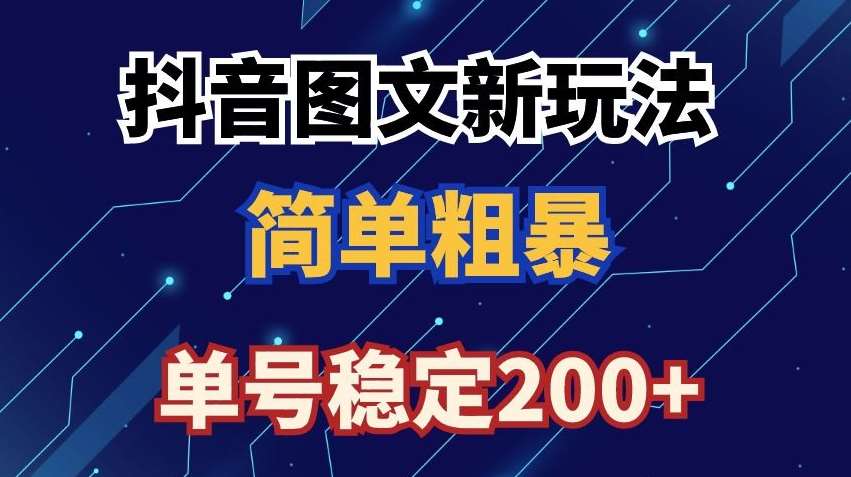 抖音图文流量变现，抖音图文新玩法，日入200+【揭秘】-九节课