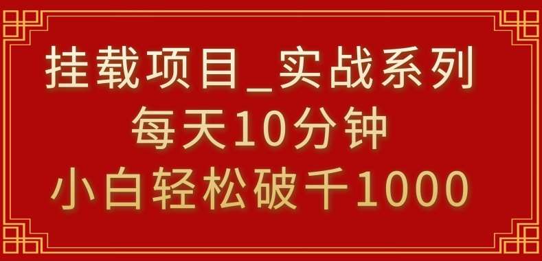 挂载项目，小白轻松破1000，每天10分钟，实战系列保姆级教程【揭秘】-九节课