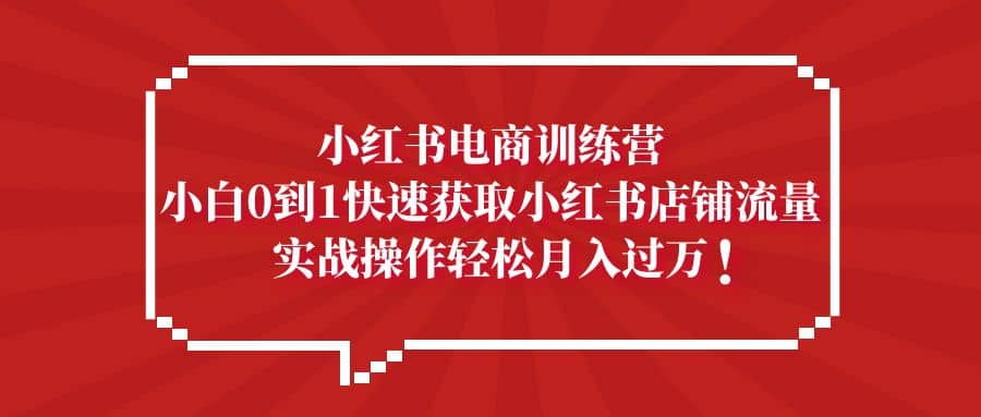 小红书电商训练营，小白0到1快速获取小红书店铺流量-九节课