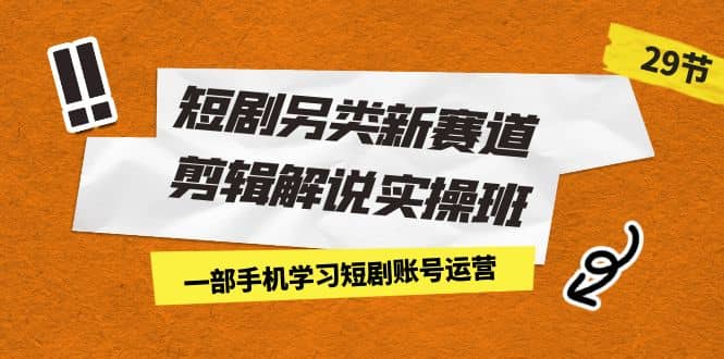 短剧另类新赛道剪辑解说实操班：一部手机学习短剧账号运营（29节 价值500）-九节课