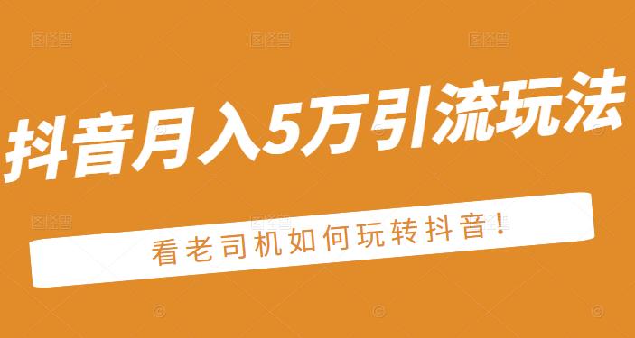 老古董·抖音月入5万引流玩法，看看老司机如何玩转抖音(附赠：抖音另类引流思路)-九节课