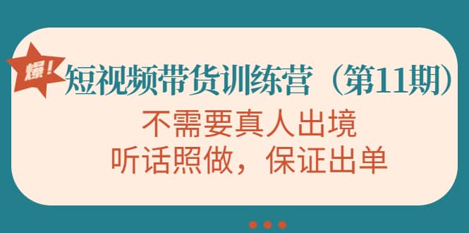 短视频带货训练营（第11期），不需要真人出境，听话照做，保证出单-九节课