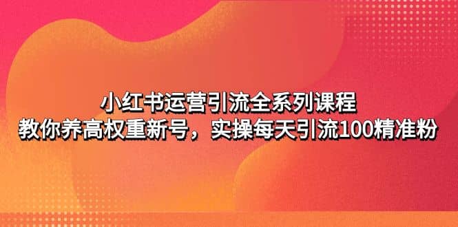 小红书运营引流全系列课程：教你养高权重新号-九节课