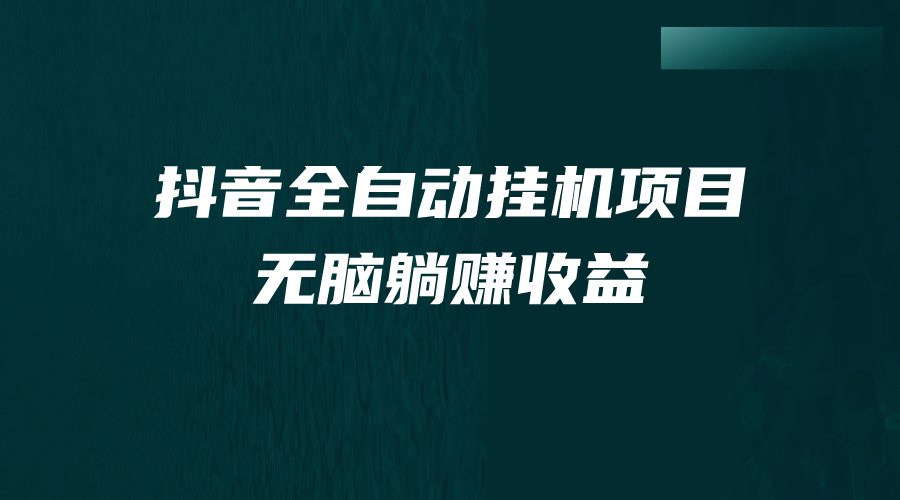 抖音全自动挂机薅羊毛，单号一天5-500＋，纯躺赚不用任何操作-九节课