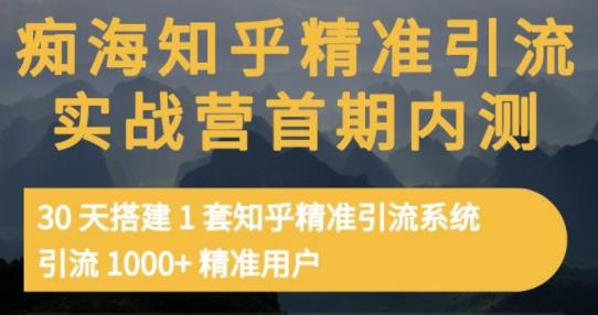 痴海知乎精准引流实战营1-2期，30天搭建1套知乎精准引流系统，引流1000+精准用户-九节课