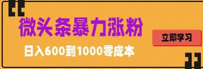 微头条暴力涨粉技巧搬运文案就能涨几万粉丝，简单0成本，日赚600-九节课