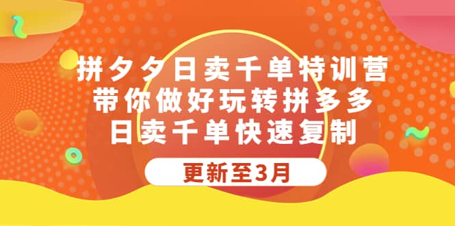 拼夕夕日卖千单特训营，带你做好玩转拼多多，日卖千单快速复制 (更新至3月)-九节课