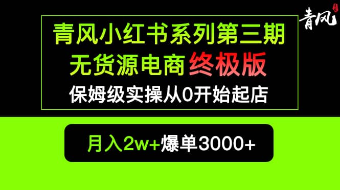 小红书无货源电商爆单终极版【视频教程+实战手册】保姆级实操从0起店爆单-九节课