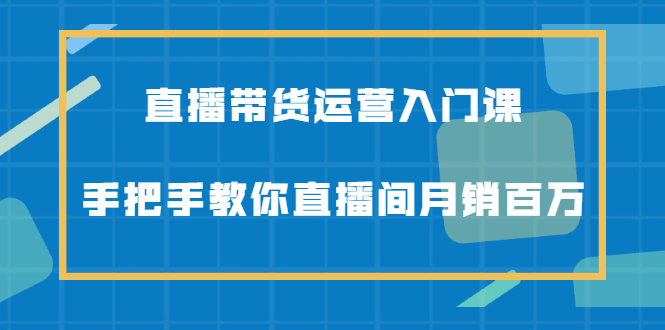 直播带货运营入门课，手把手教你直播间月销百万-九节课